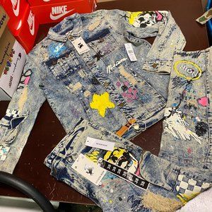 Maison Noir Mens Blue Long Sleeve Denim Jacket And Pants Outfit Set Size XL